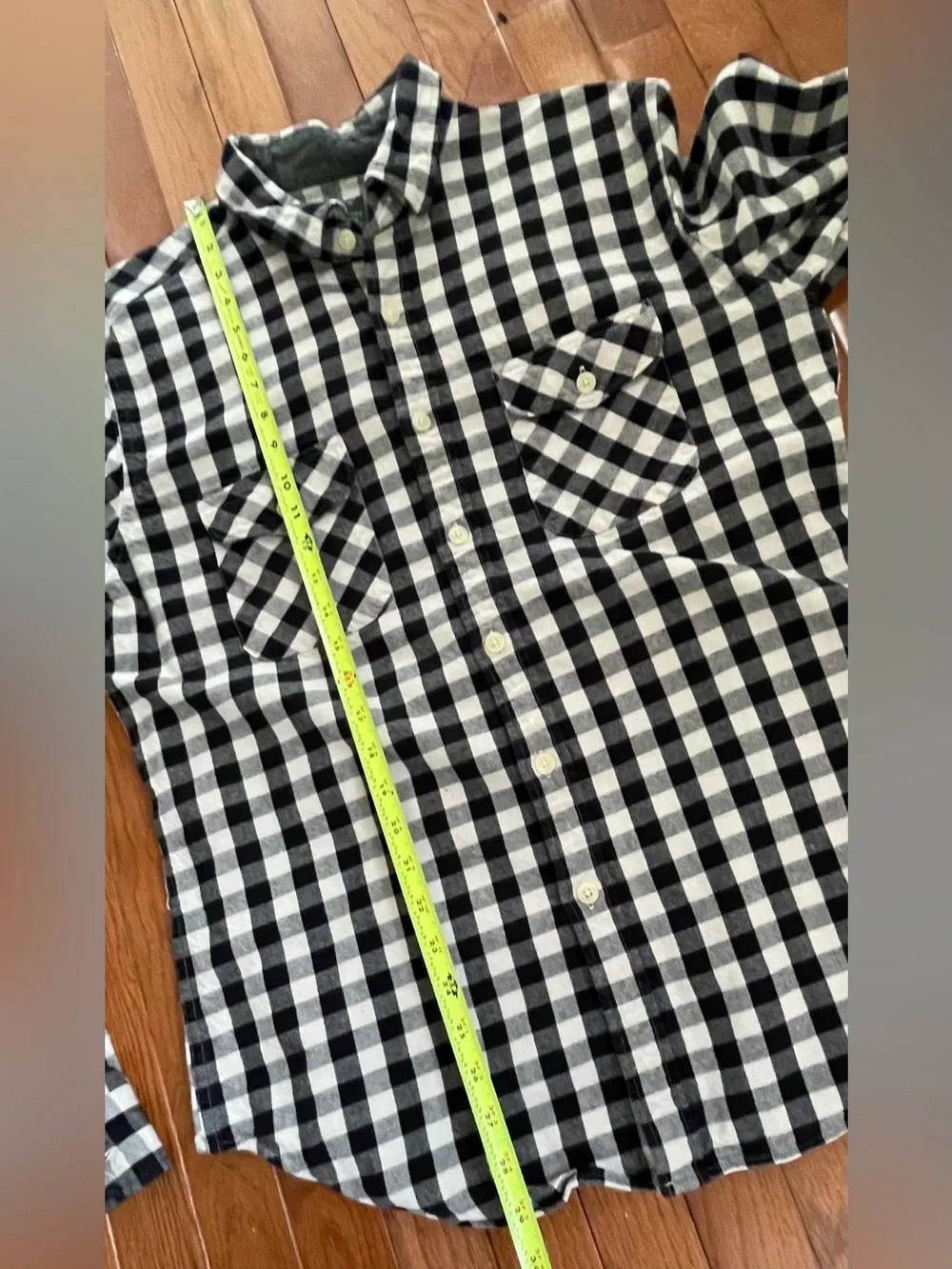 J.Crew Heavyweight Flannel Shirt L Black White Buffalo Check Button 100% cotton - Picture 5 of 6